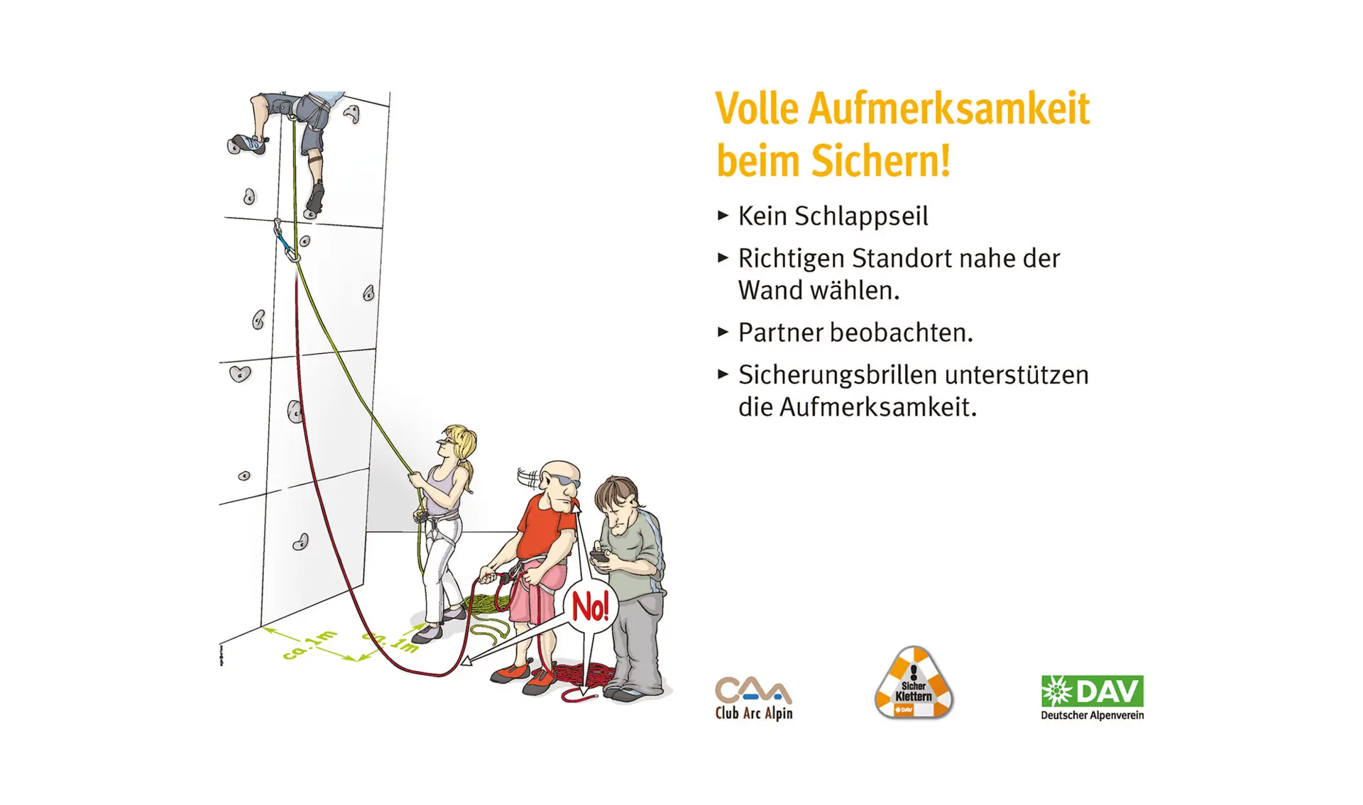 Kletterregel Nummer vier: volle Aufmerksamkeit beim Sichern | © DAV